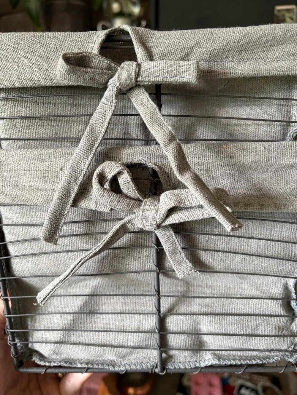 Neutral Gray Fabric-Lined Wire Storage Basket - Home Accents